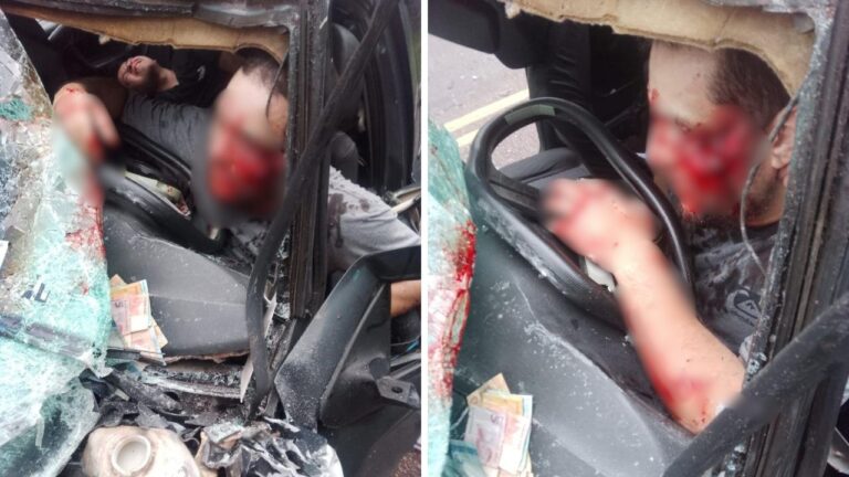 Colisão entre ônibus e carro deixa dois feridos presos nas ferragens na Lomba do Pinheiro